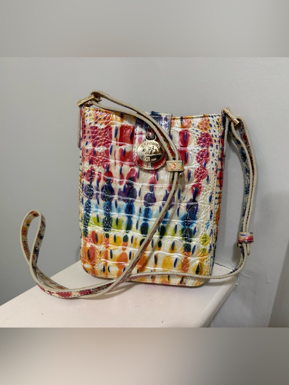 Brahmin Marley multi-colored Croc-Embossed Crossbody